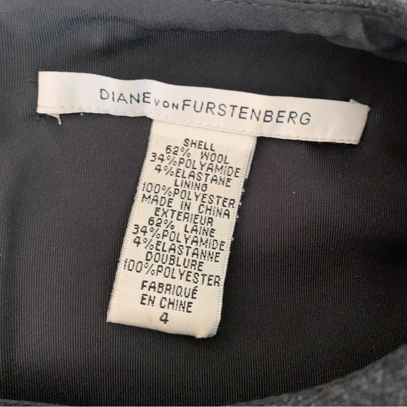 Diane Von Furstenberg Clean Lee Wool Sheath Dress 4 Grey Long Sleeve - Picture 6 of 8